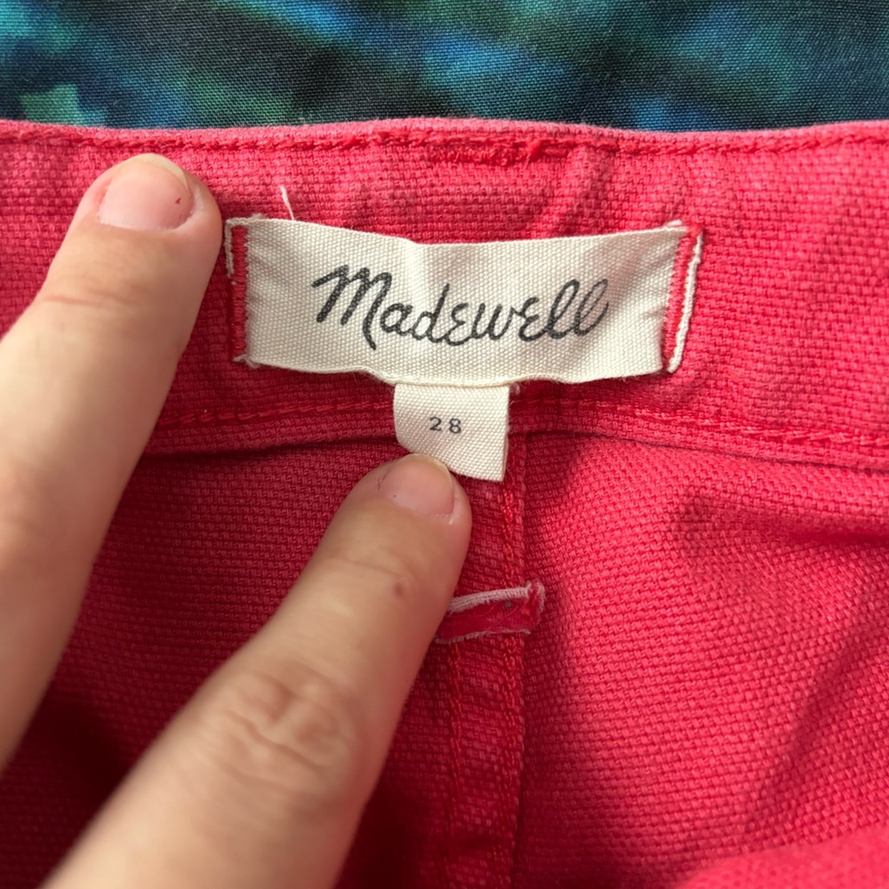 Madewell red cotton retro wide leg denim shorts size 28 waist 6 - Picture 3 of 4